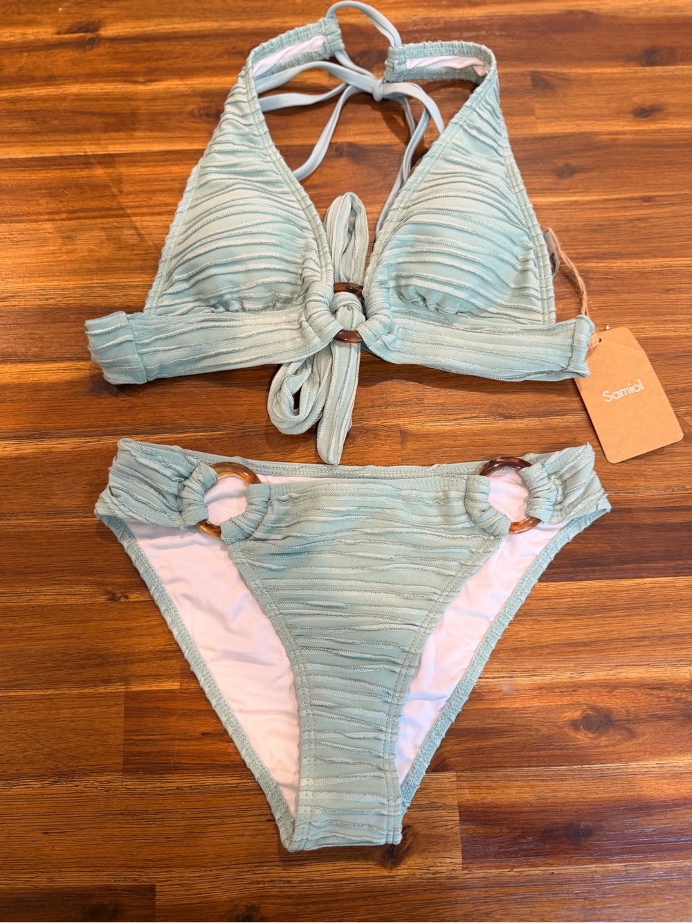 Samiol Light Seafoam Textured Bikini Set